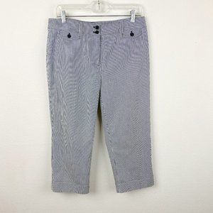 Jones New York Sport Women Capri Pants 10 Black White Pin Strip Stretch Cotton